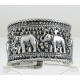 Handmade Indian Wide Silver Bangle With Elephants