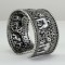Handmade Indian Wide Silver Bangle With Elephants
