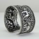 Handmade Indian Wide Silver Bangle With Elephants