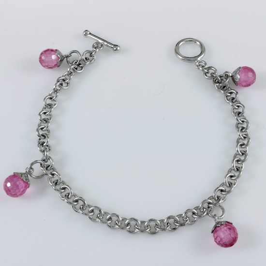 Fashionable Dangle Rose Quartz Bracelet