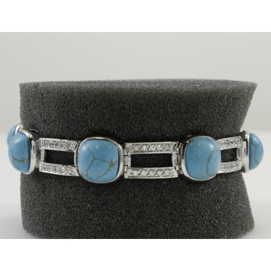 Fashionable Cushion-Cut Turquoise Bracelet