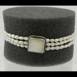 Vintage Style Freshwater Pearl And Mother Of Pearl 3 Row Bracelet