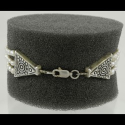 Vintage Style Freshwater Pearl And Mother Of Pearl 3 Row Bracelet