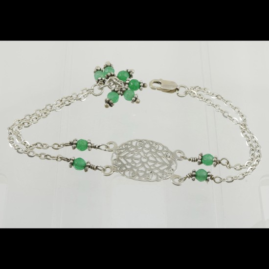 Bedouin Filigree Style Bracelet With Green Jade