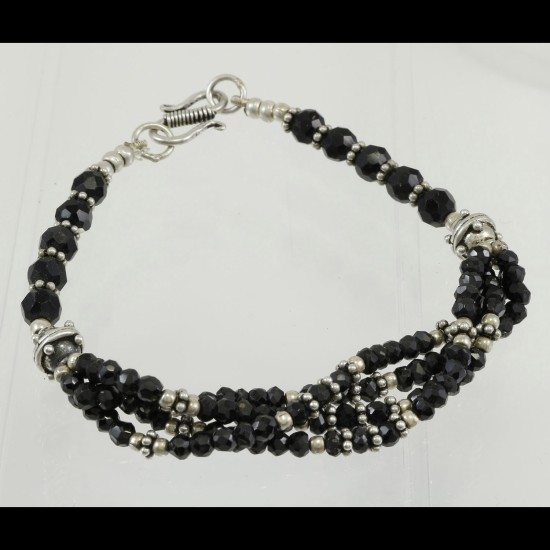 Onyx Faceted 4 Row Bedouin Bracelet