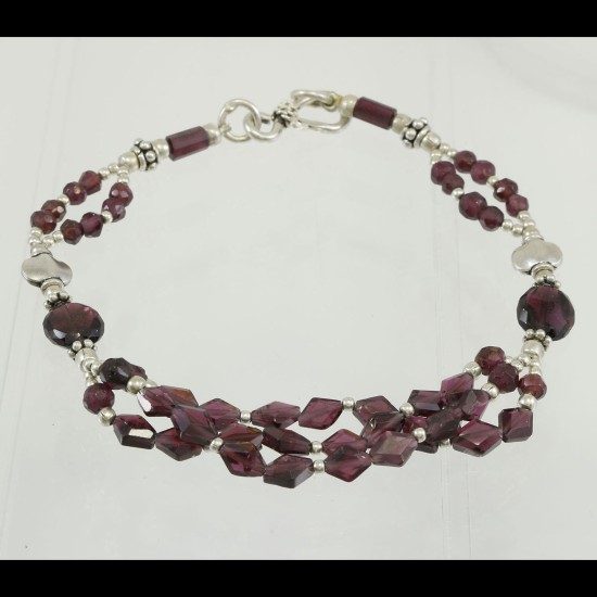 Faceted Amethyst 3 Row Bedouin Bracelet