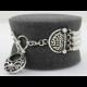 Freshwater Pearl 4 Row With Arabic filigree Oxidized Style Silver Bracelet