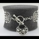 Freshwater Pearl 4 Row With Arabic filigree Oxidized Style Silver Bracelet