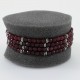 Garnet 4 Row With Vintage Arabic Oxidized Style Silver Bracelet