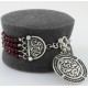 Garnet 4 Row With Vintage Arabic Oxidized Style Silver Bracelet