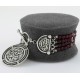 Garnet 4 Row With Vintage Arabic Oxidized Style Silver Bracelet