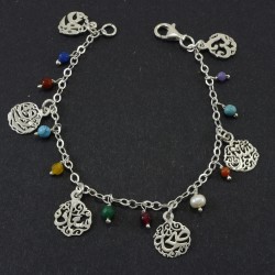 Multi Color Dangle Stones With Filigree Bedouin Bracelet