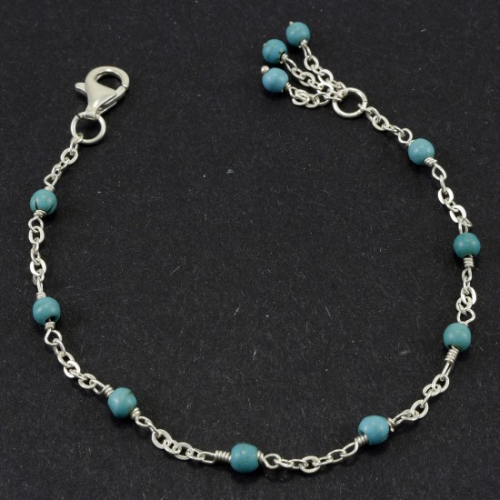 Sinai Turquoise With Arabic Silver Bracelet