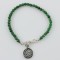Faceted Green Jade Bracelet With Vintage Oxidized Arabic Style Silver