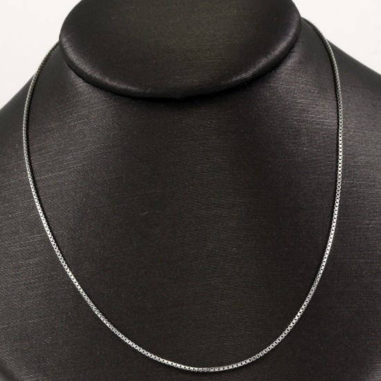 Silver Very Thin Rhodium Plated Box Chain