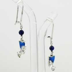Enamel Nefertiti Egyptian Queen With Lapis Lazuli stones Dangle Earring