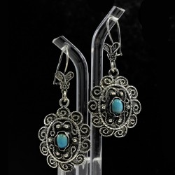  Dangle Oxidized Vintage Style Earring With Turquoise 