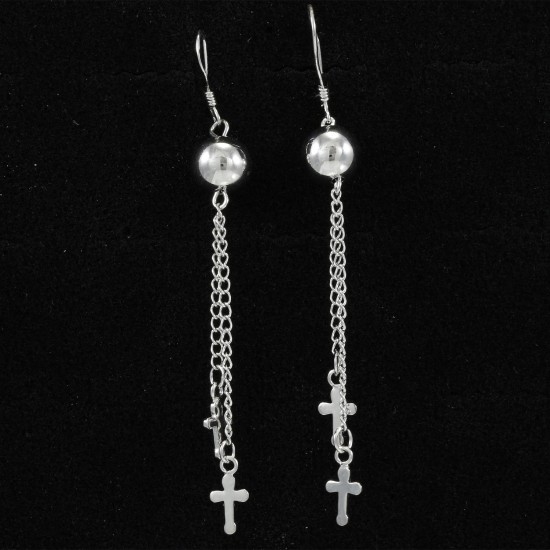 Fashionable Silver Dangle Earring With Crosses