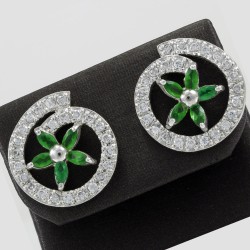 Fashionable Emerald Stud Silver Earring