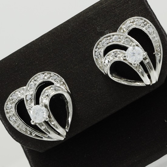 Heart Shape Fashionable Stud Silver Earring