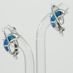  Blue opal dolphin stud earring 
