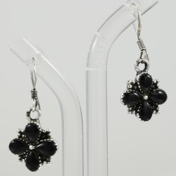 Onyx cross dangle earring