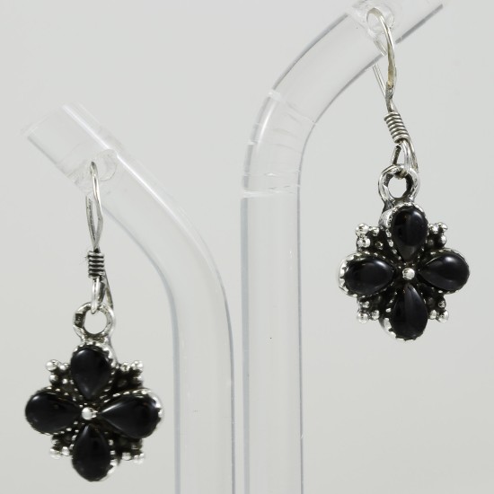 Onyx cross dangle earring