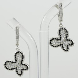 Butterfly Pave Silver dangle Earring