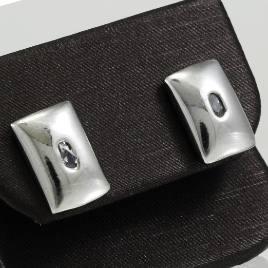 Fashionable Rectangle Silver Stud Earring