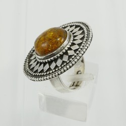 Oxidized Amber stone ring
