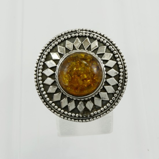 Oxidized Amber stone ring