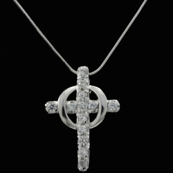 Cross With White Sapphire Stones