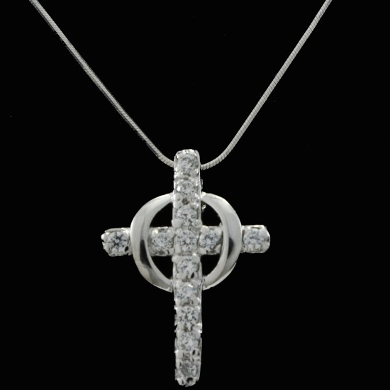Cross With White Sapphire Stones