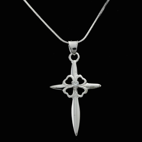 Cross With White Sapphire Stone