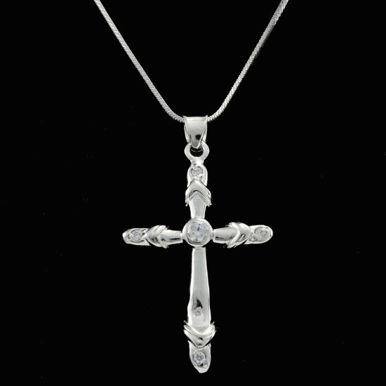 Cross With White Sapphire Stone