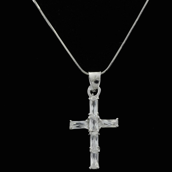 Cross With White Sapphire Stones