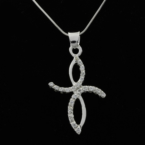 Cross With White Sapphire Stones