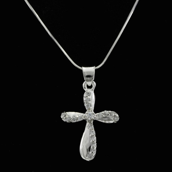 Cross With White Sapphire Stones