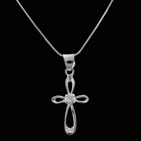 Cross With White Sapphire Stone