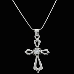 Cross With White Sapphire Stone