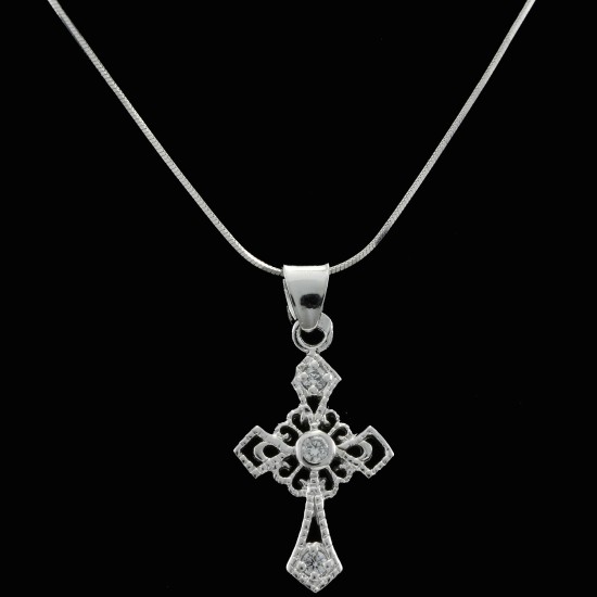 Cross With White Sapphire Stones