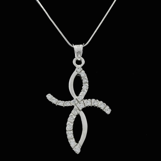 Cross With White Sapphire Stones