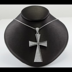 Cross With White And Black Sapphire Stones