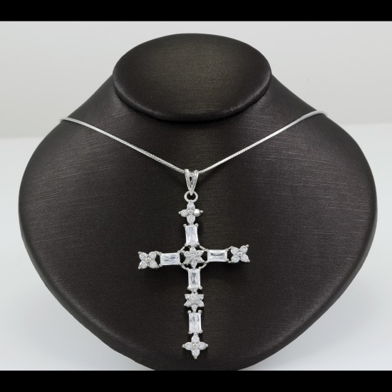 Cross With White Sapphire Stones