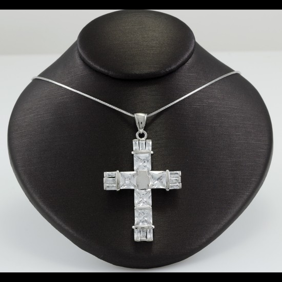Cross With White Sapphire Stones
