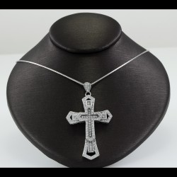 Cross With White Sapphire Stones