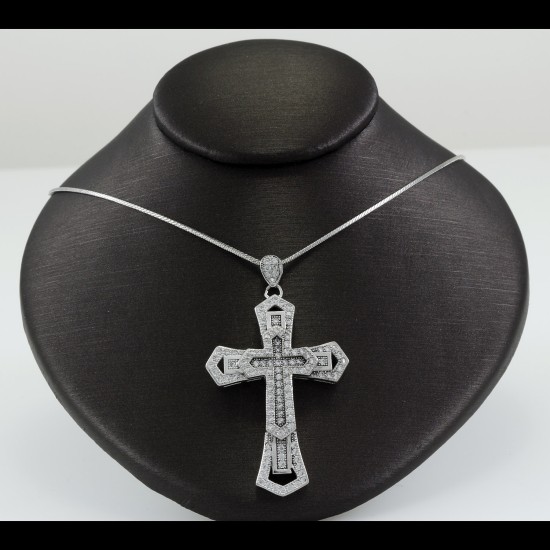 Cross With White Sapphire Stones