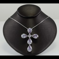 Cross With Tear Drop Amethyst Stones