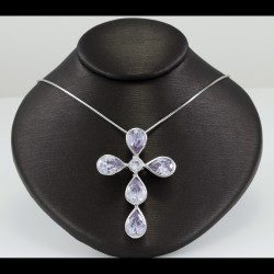 Cross With Tear Drop Amethyst Stones