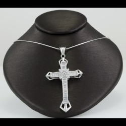 Cross With White Baguette Sapphire Stones